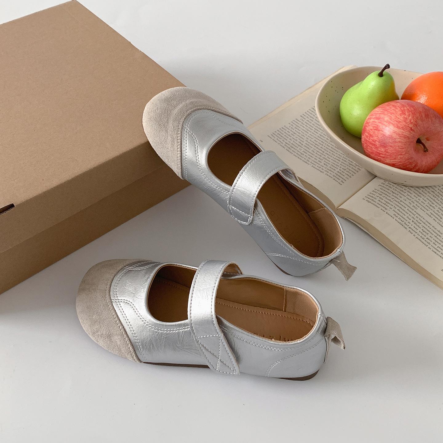 

Fashion Women s Mary Jane Shoes 2025 Summer New Fashion Lightweight Vintage Flats Soft Sole Comfortable Non Slip Luxury Casual Shoes 40 серебряный