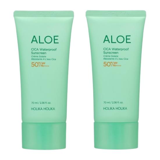 Holika Holika Aloe Cica Waterproof Sun Cream SPF50+ 70ml – Soothing UV Protection (1pc / 2pc)