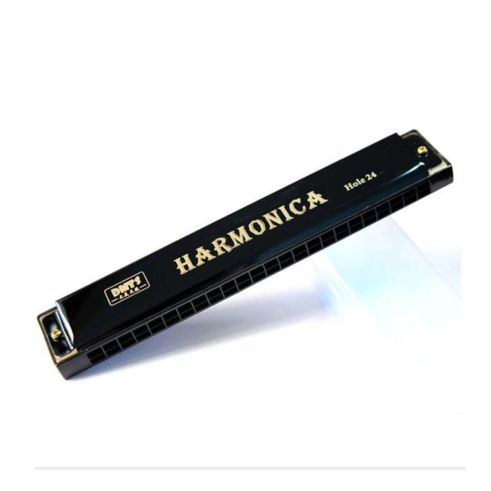 

Tremolo Harmonica 24 Hole Harmonica Professional Blues Harmonica C-key Harmonica Student чорний