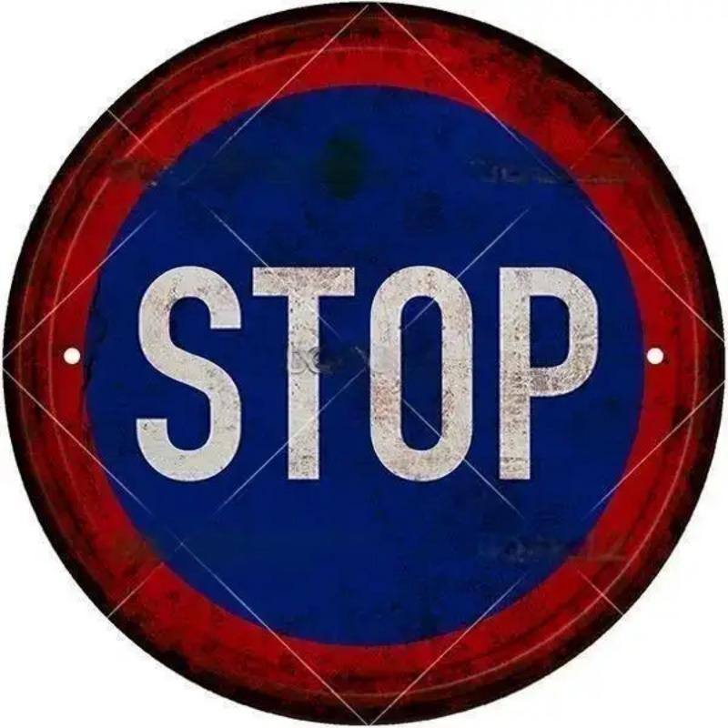 Holzschild „STOP“ mit Warnung, rund, für Garage, Vintage, Holzschild, Blechschild, Wanddekoration für Zuhause, Bar, Kneipe, Ladenschild, Männerhöhle, Yad, Outdoor, für Tür