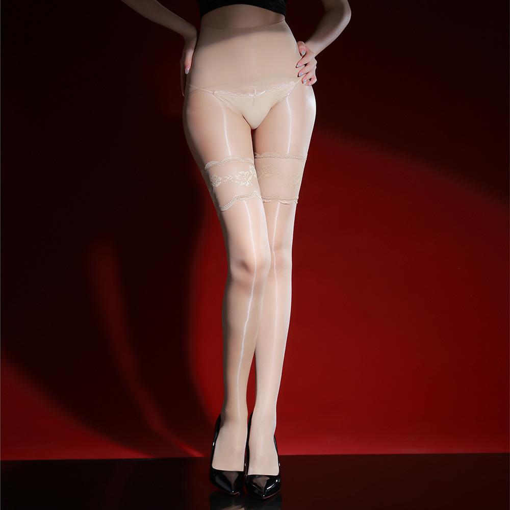 Men'S And Women'S Black Stockings, Sexy And Playful, 0D Ultra-Thin Long Tube Aurora Glossy Pantyhose