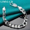 925 Sterling Silver 12mm Side Chain Bracelet Fashion Jewelry MB116