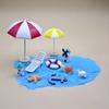 Mikro-Landschaftsdekorationen, Strand-Miniaturdekoration, Boot/Stuhl/Sonnenschirm/Palme/Schwimmring für Sukkulenten-Töpfe Glasabdeckungen DIY Meeresküsten-Szene