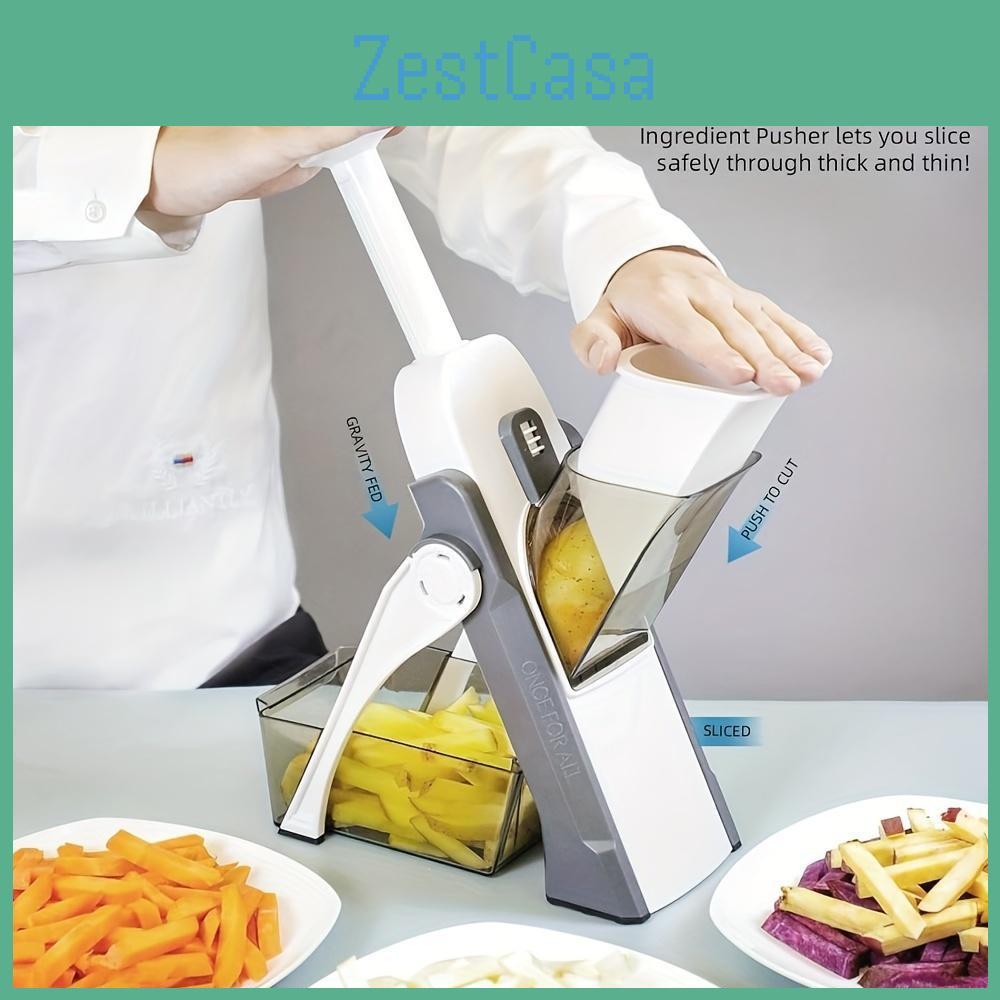 Gemüse 5-in-1 Manuell Schneider Multifunktionsschneider Kartoffelschneider Hackmesser Pommes Frites Raspel Hersteller Schäler Küchenhelfer