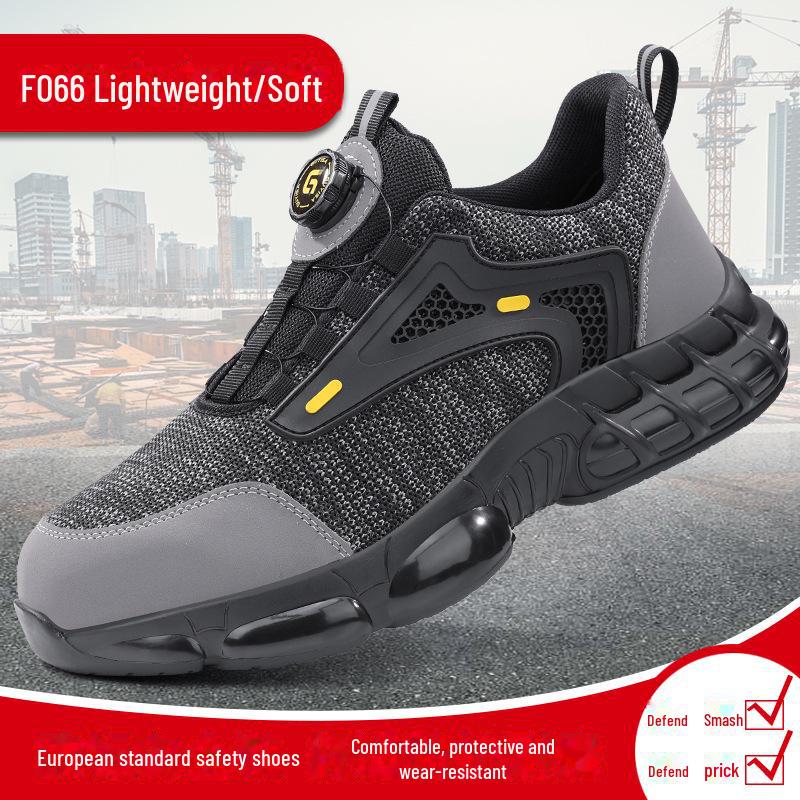 Pantofi de siguranță pentru bărbați ușori cu vârf de oțel - design anti-zdrobire, anti-punctură, cu cataramă rotativă pentru lucrări de construcții de toamnă/iarnă