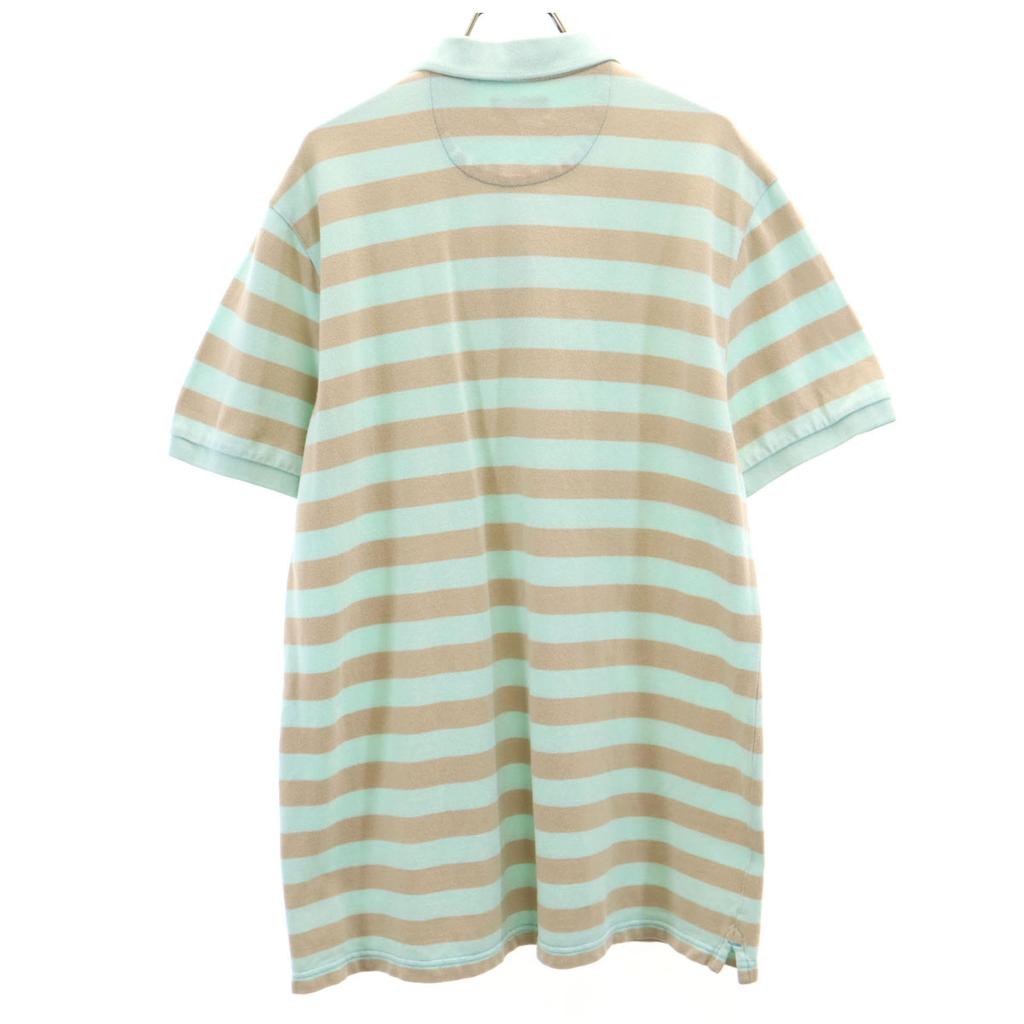 Chaps Border Pattern Short Sleeve Polo Shirt L Mint System Fawn Men's Used