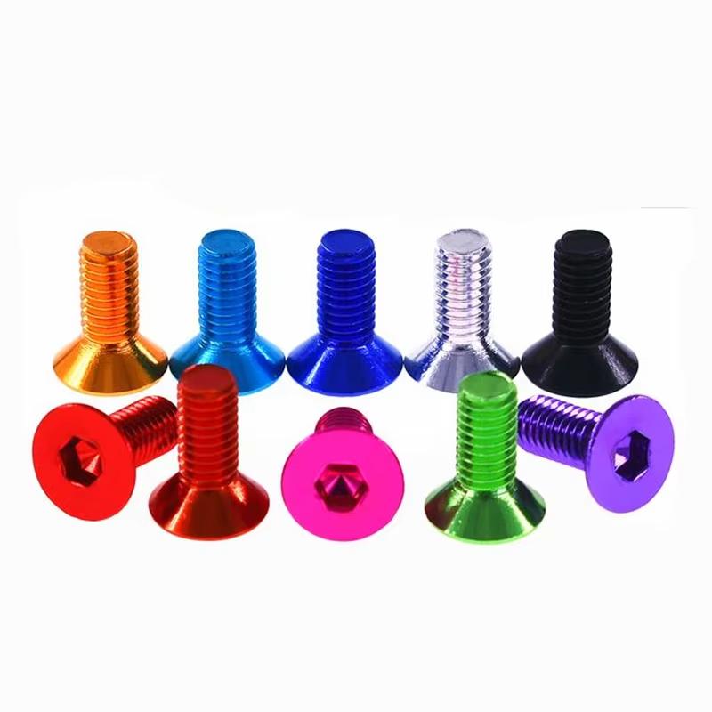 5pcs M3 M3.5 M4 M5 M6 Aluminum Allen Screws Colourful Flat Hex Socket Countersunk Head Screws Bolts Anodized 10 Colors