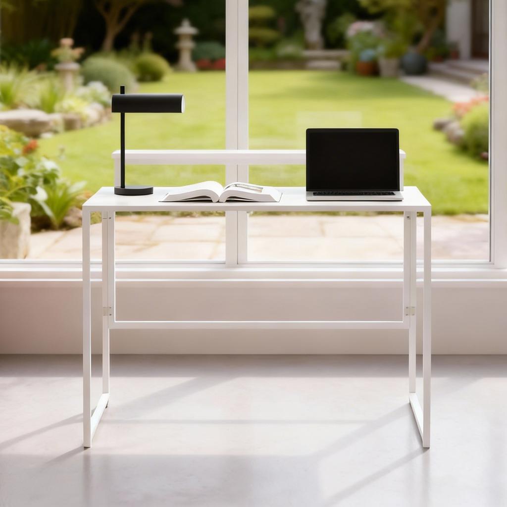 Scrivania Pieghevole Scrivania per Computer con Supporto per Monitor per Studio, 100 x 48 x 87,5 cm