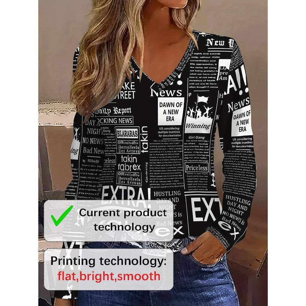 V-neck Long-sleeved T-shirt, Casual Fashion Long-sleeved Sports Shirt, New Women's Clothing Long-sleeved In Autumn and Winter