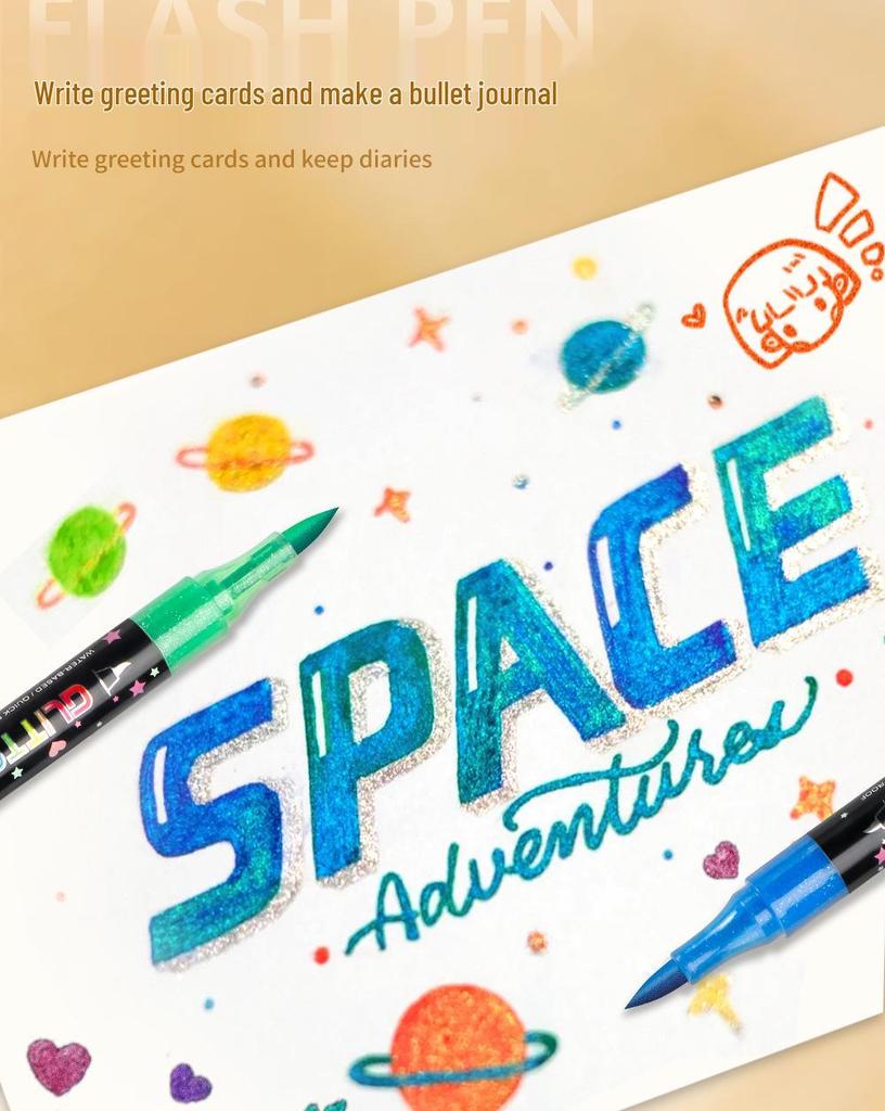 Dual-Color Double-Ended Acrylic Flash Marker Pen for Handwriting