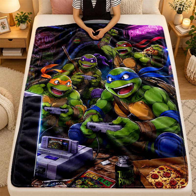 Flannel BlanketTeenage Mutant Ninja Turtles Warm Soft Throw Blanket for Indoor Sofa Bed Living Room Use