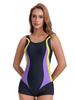New Conservative High-Waist Colorblock One-Piece Swimsuit Slim Fit Racing Swimwear Women Sport Swimwear Less