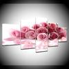 The pink rose flowers modern Modular 5 panel HD Print wall Poster Canvas art painting for Living Room Home Decor