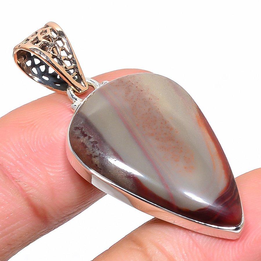

Natural Mookaite Gemstone 925 Sterling Silver TwoTone Gift Pendant 1.77 r2i82