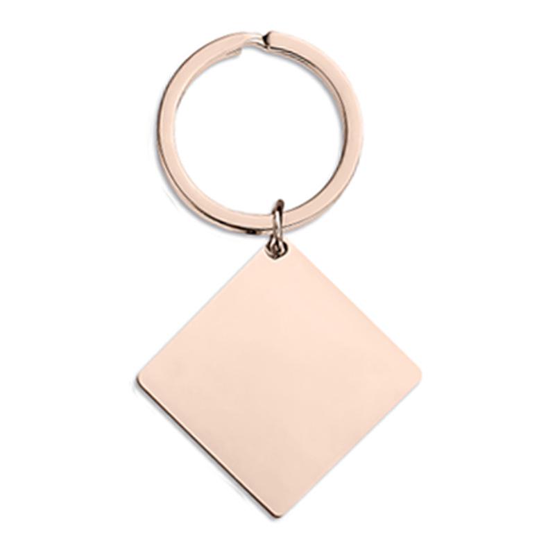 

Stainless Steel Laser-Printed Square Keychain - Engravable Festival Gift