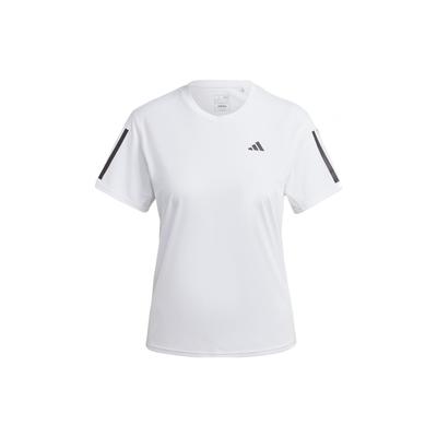 Own The Run T-shirt à Manches Courtes et Col Rond avec Logo Rayé pour Femme Blanc IC5189