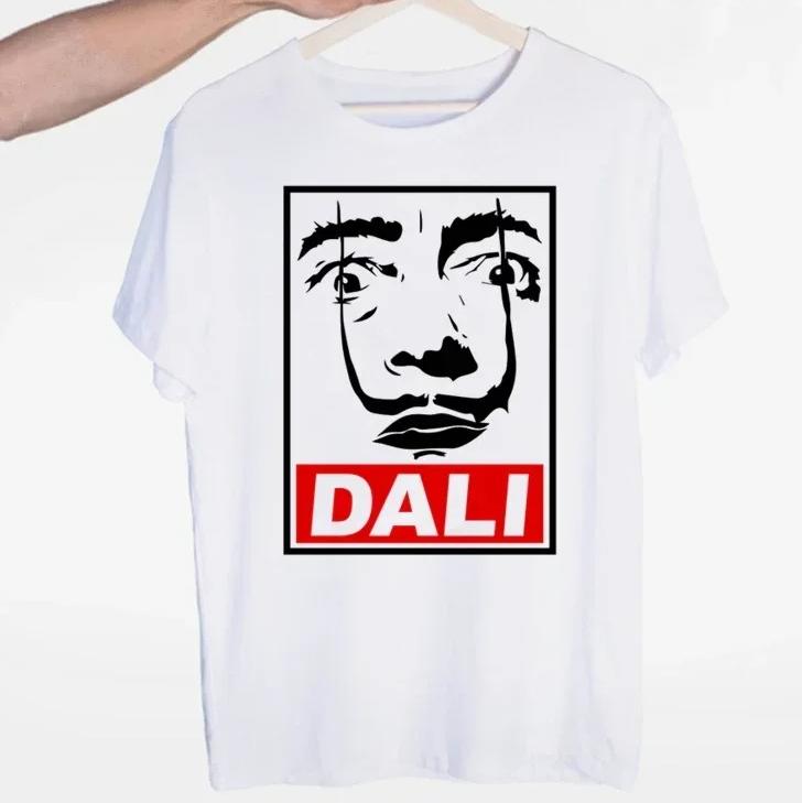 

Dali Tribute Print Базовая футболка Женская Тренд 90-х Новая Женская Футболка Белая Футболка с Коротким Рукавом Графический Топ Принт Женская Одежда 4XL