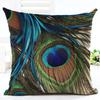Luxurious Linen Cushion Cover In Stunning Peacock Design For Sofa And Bedroom