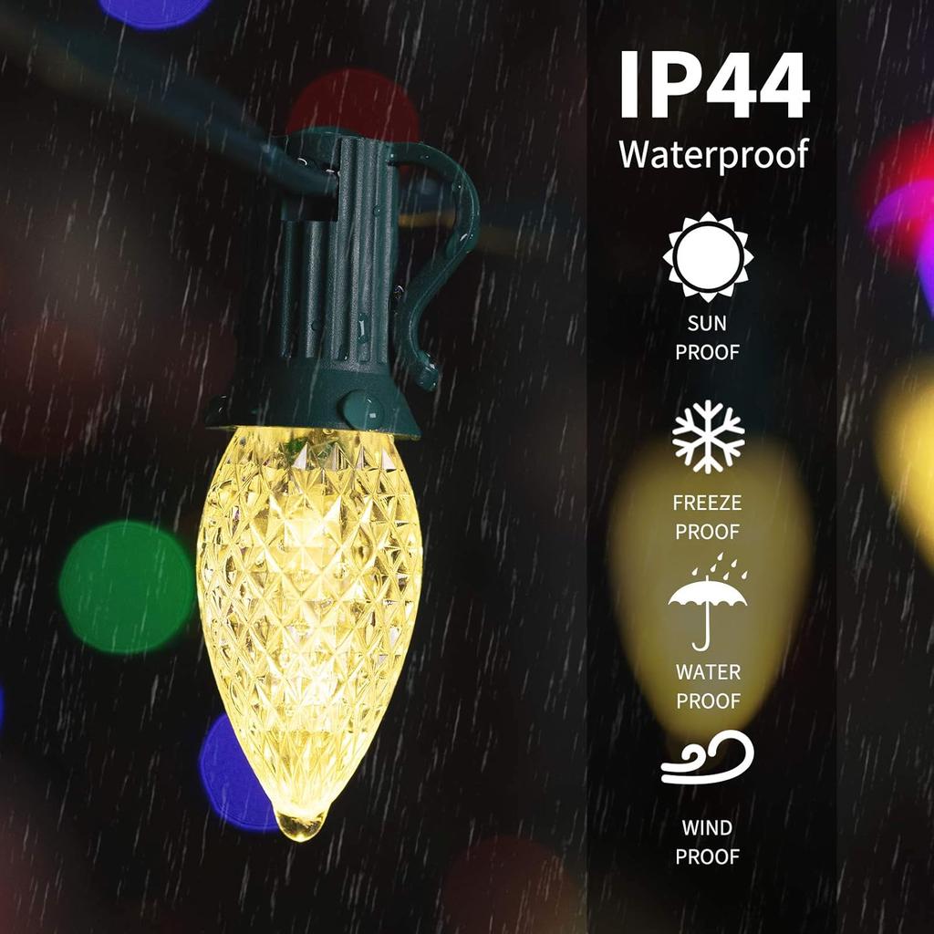25 Pack C7 Led Replacement Christmas Light Bulb, C7 Shatterproof Led Bulbs for Christmas String Lights, E12 Candelabra Base, Commercial Grade