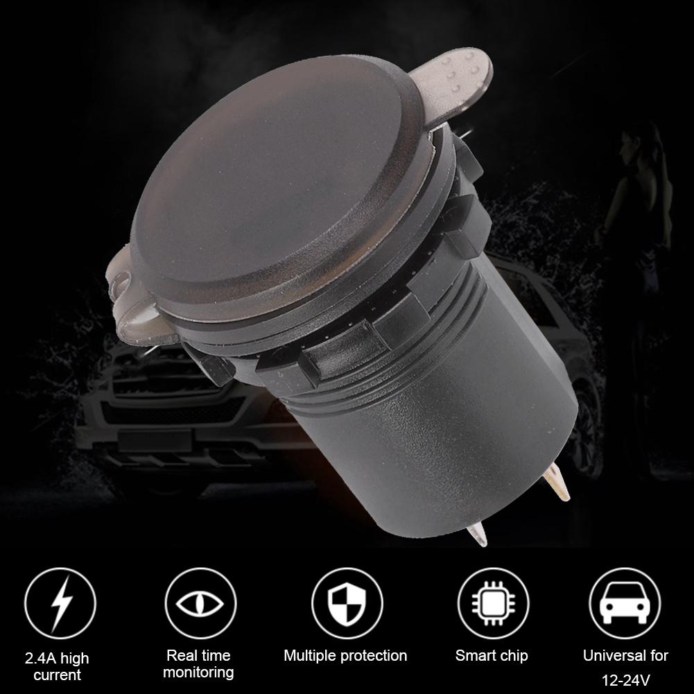 DC1224V 2.1A 3 in 1 Multifunction Digital LED waterproof Thermometer Voltmeter Car USB Fast