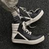 Spring New High-top Shoes Tide-down Triangle European and American Style Medium Boots with Thick Soles Increase In Height