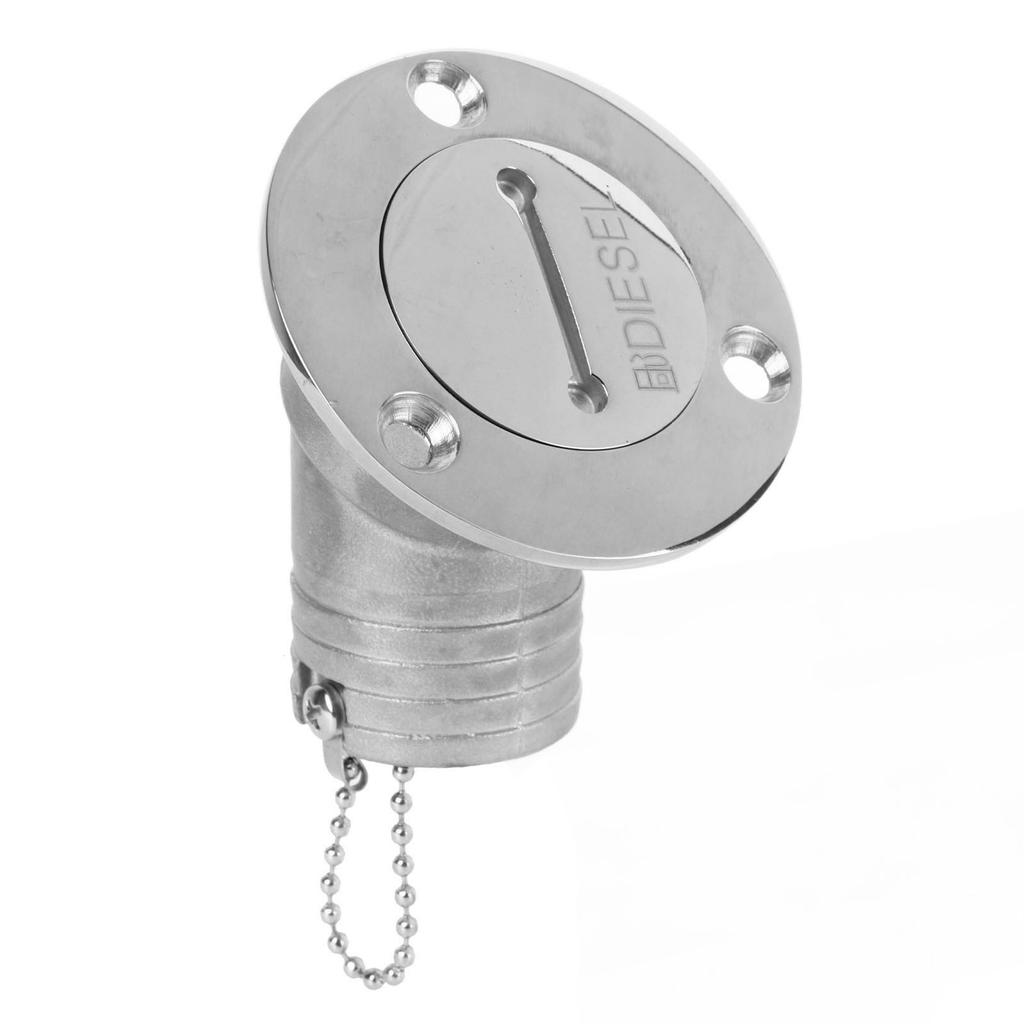 Bootsdeckseinfüllstutzen mit Schlüsselkappe Marine Edelstahl Beschläge für Yacht Wohnmobil 45 Grad 1,5 Zoll 38 mm DIESEL