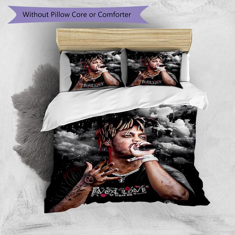 3pcs Juice WRLD1 Pattern Bedding Set Duvet Cover Set Includes Duvet Cover &pillowcases, Perfect All Season Bedroom Decoration & Gift