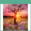 Scenery Full Diamond Painting Round Portrait Tree Sunrise Diamond Embroidery Rhinestones Pictures
