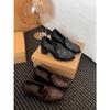 Retro Black British Thick Heel Small Leather Shoes 2025 Autumn and Winter with Skirt Heightening Loafer Single Shoes
