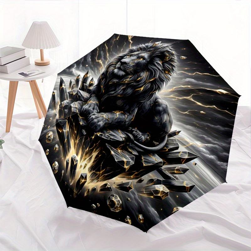 

1pc Emerging Lion Cartoon Umbrella, Portable 3-Fold Compact Umbrella, Suitable for Camping, Hiking and Travel, Ideal Easter Birthday Gift for Fam