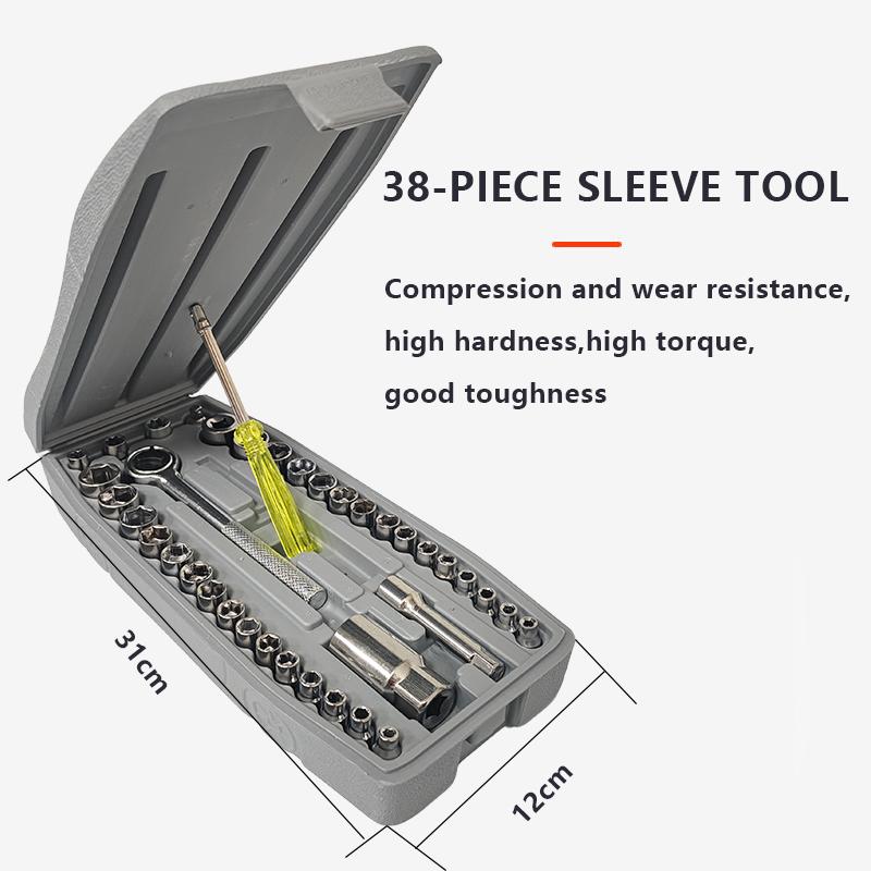 40-Piece Mechanical Auto Repair Tool Set with Case for Vehicle Maintenance -M socket Tool Kits