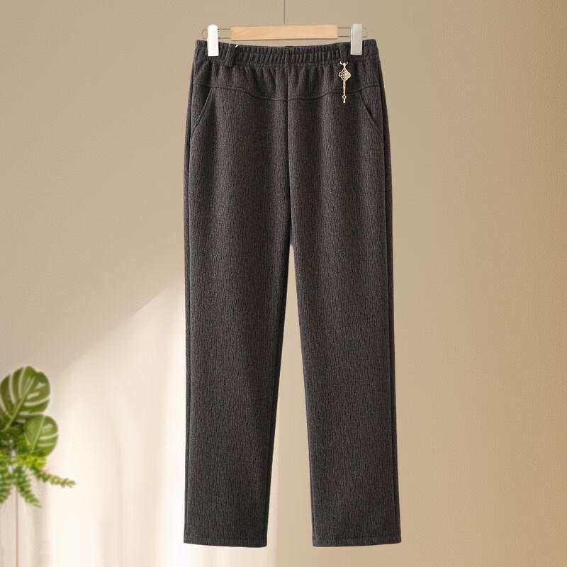 Hengyuanxiang Women's Winter Fleece-Lined Straight-Leg Elastic Waist Pants