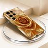 Golden Rose Plated Glass Phone Case Suitable for Samsung Galaxy S26 S25 S24 S23 S22 S20 FE/Ultra/Plus 5G Anti Drop Back Cover