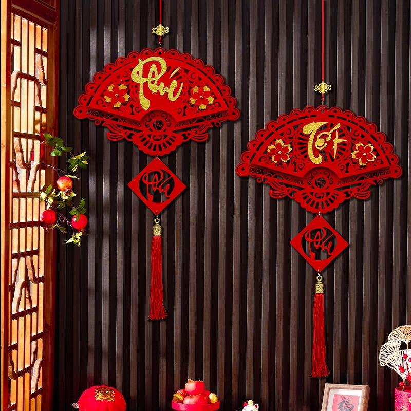 Vietnamese Hanging Pendant Tet Decoration  Lunar Horse Year Hanging Pendant With Tassel Spring Festival Window Ornament