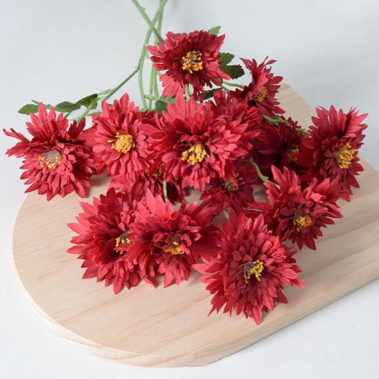 5 Heads Artificial Chrysanthemums Flowers Fake Mums Flower Bouquets with Stem Faux Silk Floral Arrangements for Vase DIY Wedding Centerpiece