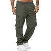 Men's Spring and Autumn Solid Straight Legged Cargo Pants Casual Multi-Pocket Long Pants Loose Fit Outdoor Fitness Trousers