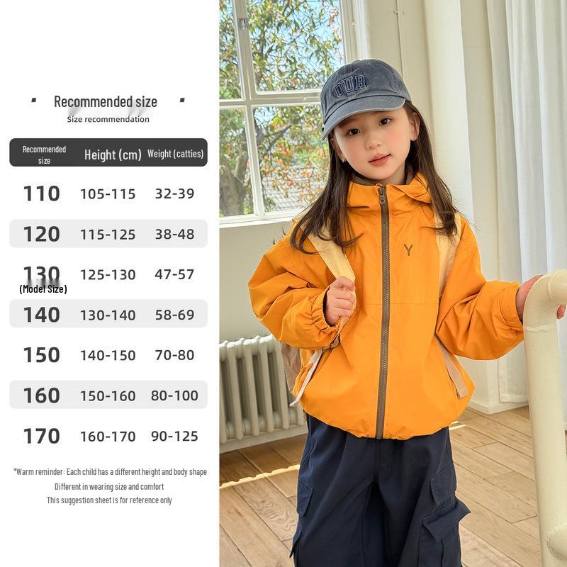 YOJIA Flickors 3-i-1 Avtagbar Vattentät Jacka - Trendig Höst/Vinter 2025 Vindjacka