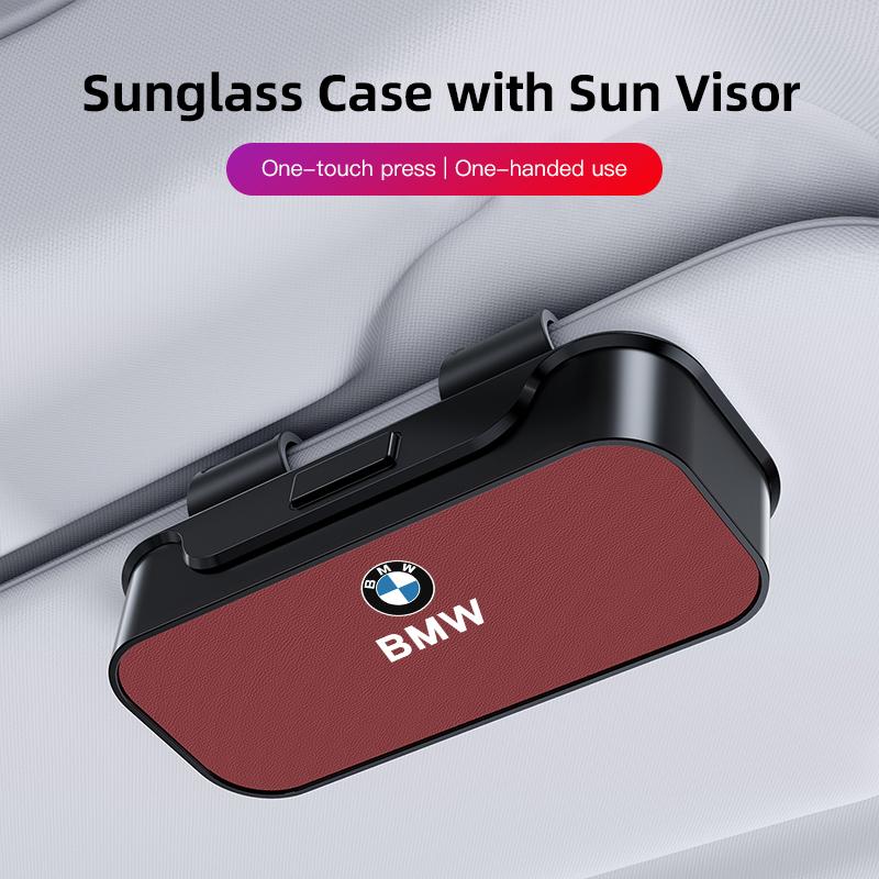 BBJS7 Car Sun Visor Glasses Case Sunglasses Holder For BMW F30 F10 E90 F20 E46 E60 E70 E39 E36 E87 Car Interior Accessories keychain