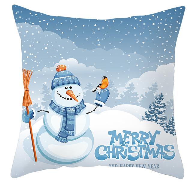 New Blue Snowflake Pillow Cover Winter Christmas Snowman Cushion Cover