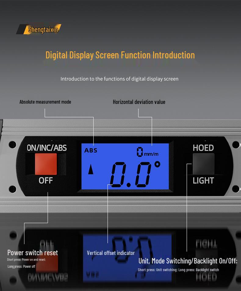 Shengtai Xinshui High-Precision Digital Magnetic Inclinometer Level with Aluminum Alloy