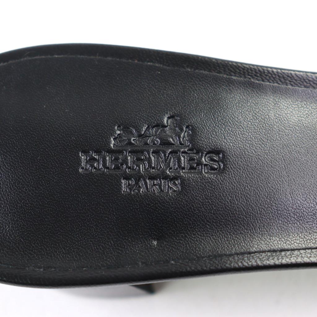 HERMES Mule Oasis H motif velour and leather sandals Velor Women 37.5 232162Z Used