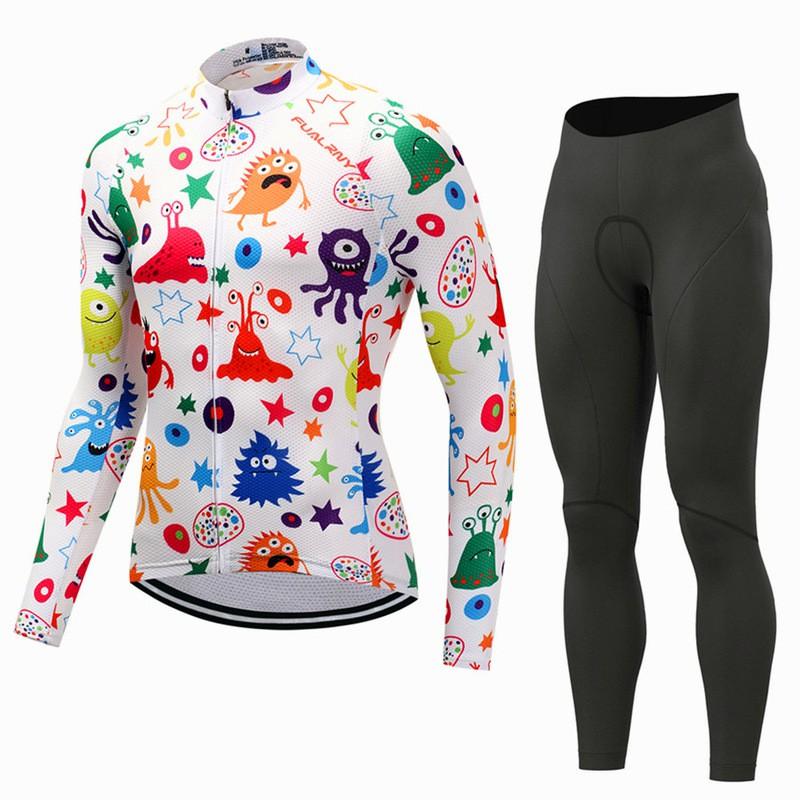 Men Women Cycling Jersey Set Long Sleeve Mountain Road Bike Outfit Breathable Quick Dry