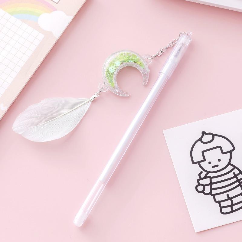 15Pcs Moon Pendant Neutral Pen Plastic Smooth Writing No Ink Leakage Portable for Students Teachers Office Creative Cartoon School Student Supplies