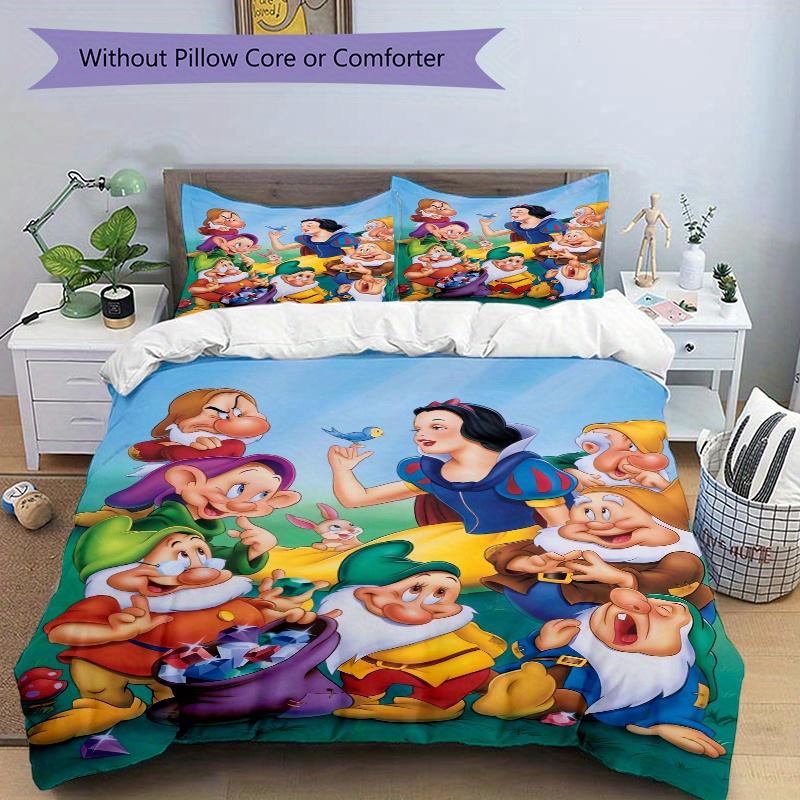 3pcs Snow White & the Seven Dwarfs Quilt Cover Set - Soft and Cozy Bedroom, Guest Room and Dorm Decorative Bedding 3-Piece Set 1 Quilt Cover + 2