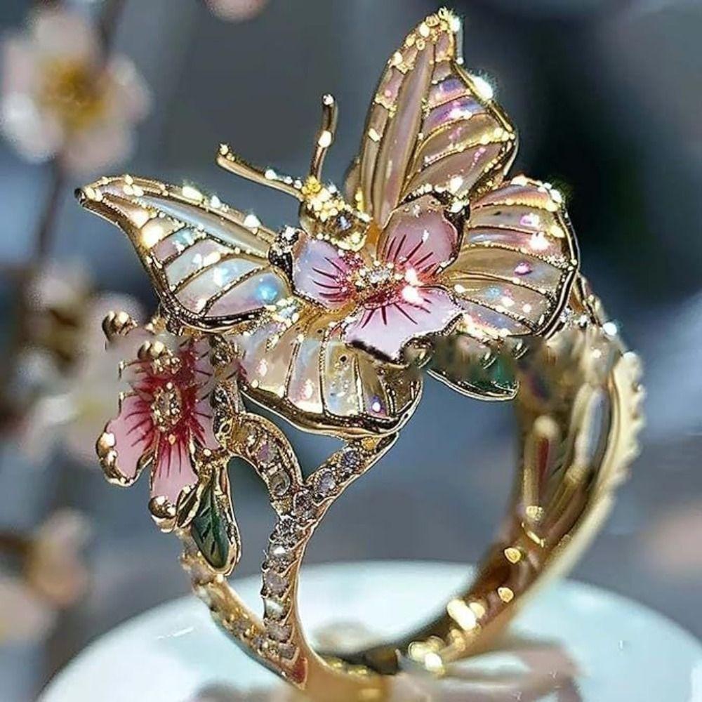 Crafts Vintage Rings Jewelry Accessories Finger Decorations Fashion Butterfly Ring