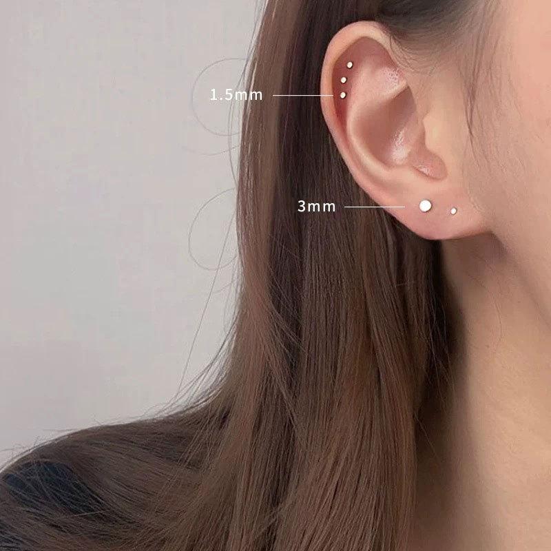 Malutkie Kolczyki Studs, Delikatne Mini 1,5 mm 3 mm Srebro Próby 925, Złote Lub Czarne Sztyfty, Najmniejszy Sztyft - Kolczyki Studs Ghost do Układania