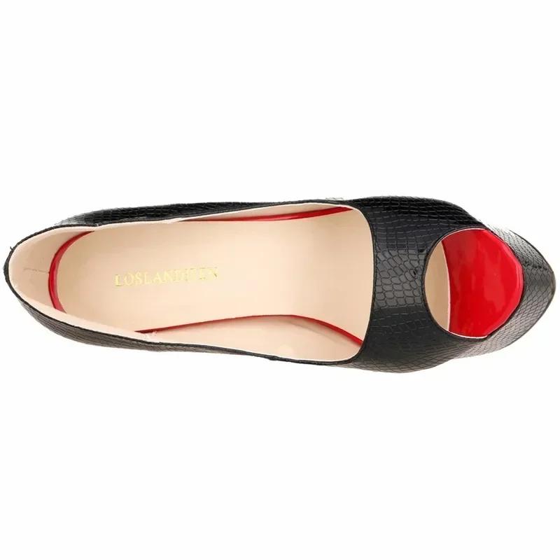 Damesko 14cm Stripper Pole Dance Høye Hæler Peep Toe Platform Sandaler Sexy Krokodillemønster Stilettos Fest Bryllupssko