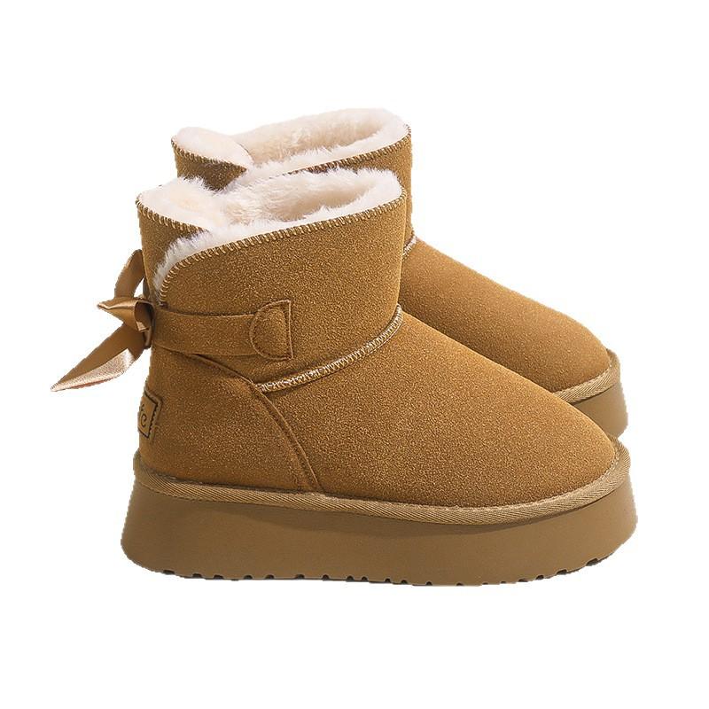 Small Thick-soled 2025 Winter New Velvet Thickened Snow Boots Women's Super Fire After the Explosion of Bow Cotton Short Boots Tide