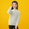 Girl's fine striped faux mink fur pullover sweater