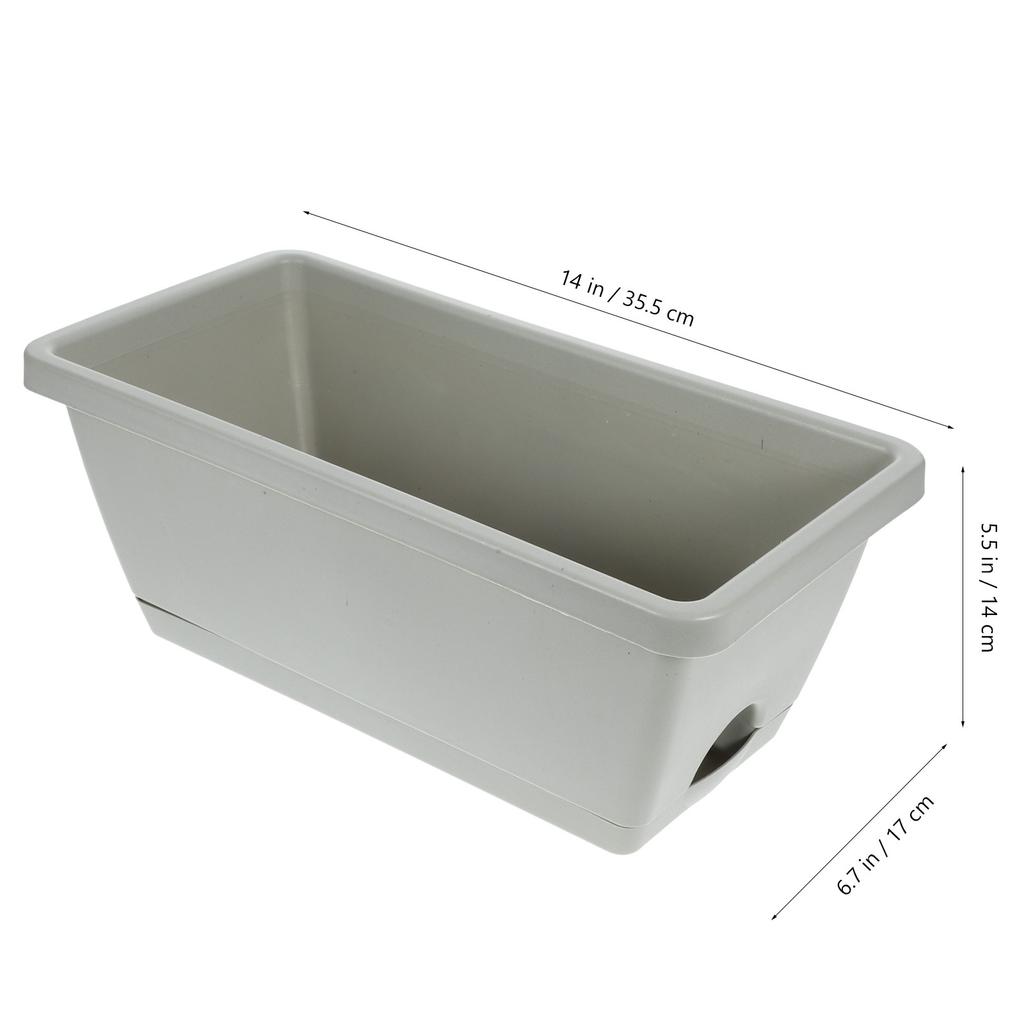 4Pcs Plastic Rectangular Window Box Planters Flower Pots for Indoor Outdoor Bonsai Vegetable Planting with Saucers